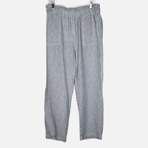 C & C california blue and white striped pattern 100% linen pants sz L